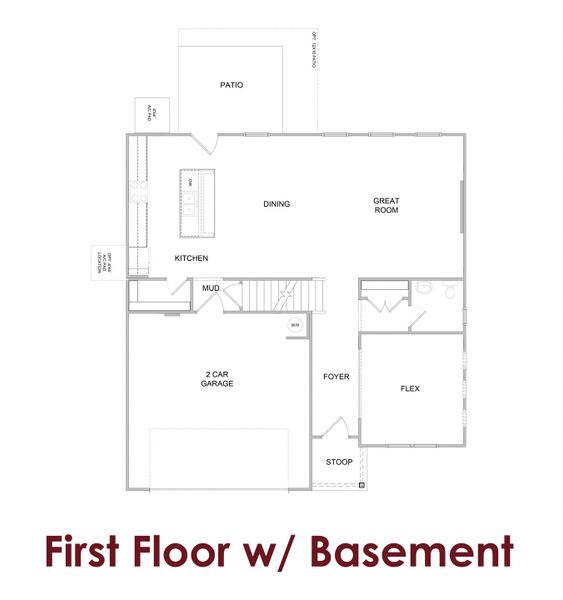 2D floor plan layout for the Canyon by Chafin Communities in Fowler Farms, Auburn, GA (Image 4).