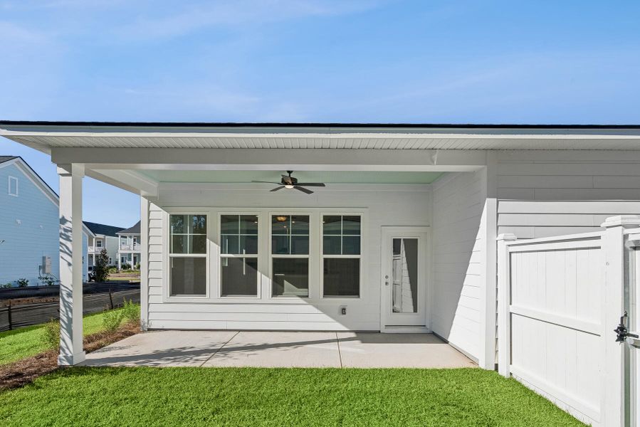 Exterior details and patio area of a home in Nexton – Midtown – The Garden Collection, Summerville (Image 20).