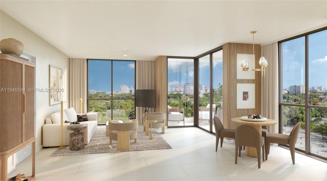Furnished interior view inside a new home in Cassia, Coral Gables (Image 6).