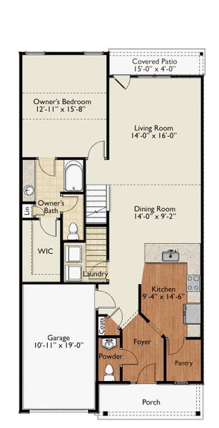 2D floor plan layout of this home in Reidville Town Center, Reidville, SC (Image 3).