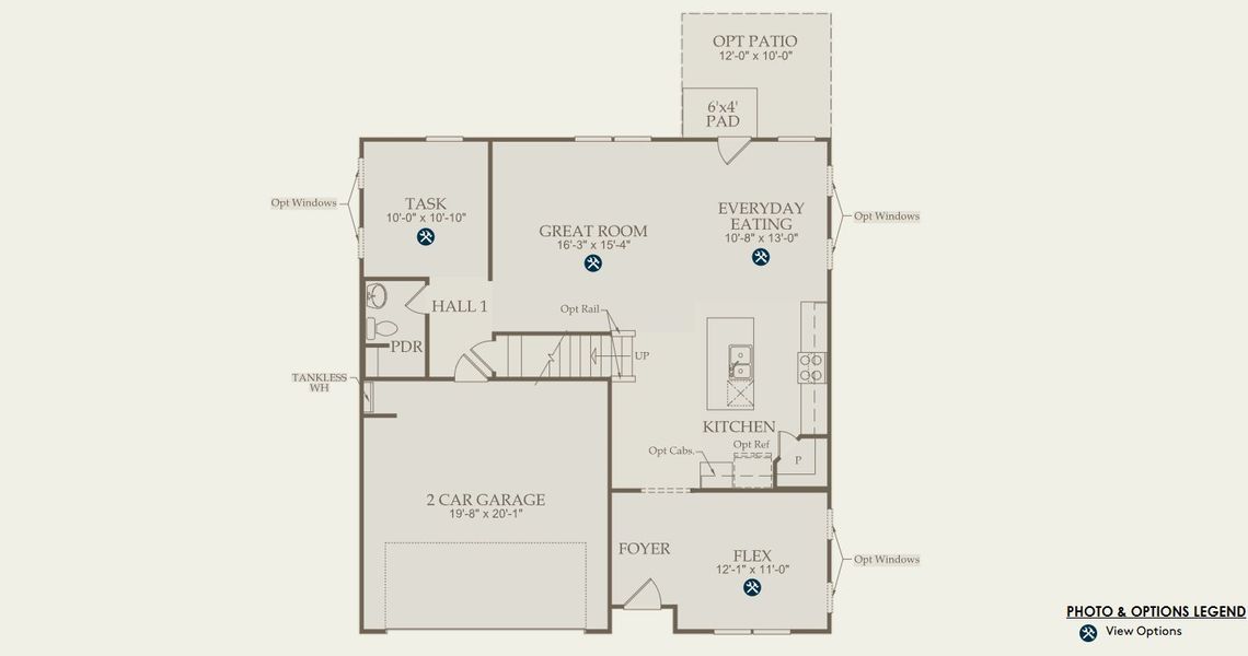 2D floor plan layout for the Hampton by Pulte Homes in Wimberly, Angier, NC (Image 3).