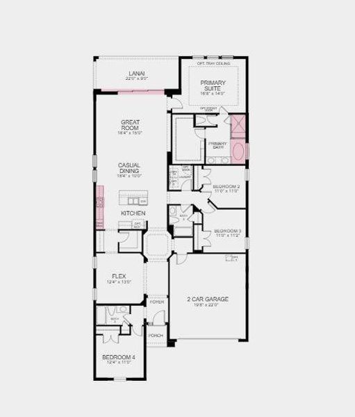 Structural options added include: Gourmet kitchen, 8' interior doors, pocket sliding glass door, tray ceiling package, deluxe primary bath with shower and garden tub, and whole house impact windows.