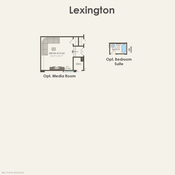 2D floor plan layout for the Lexington by Pulte Homes in Whitewing Trails, Princeton, TX (Image 5).