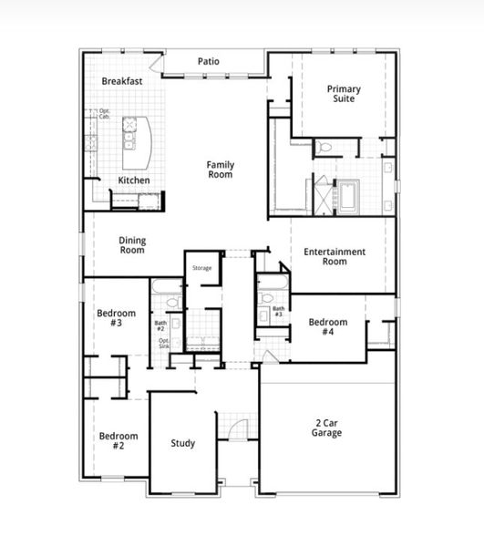 2D floor plan layout for the Chesterfield by Highland Homes in The George, Richmond, TX (Image 3).