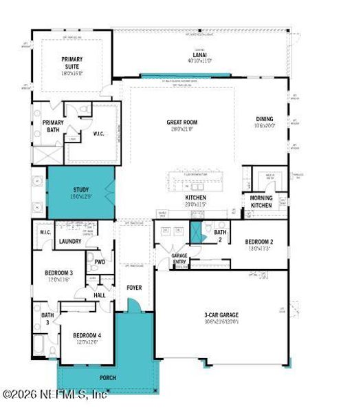 2D floor plan layout of this home in RiverTown, St. Johns, FL (Image 4). 2D floor plan layout of this home in RiverTown, St. Johns, FL (Image 4).