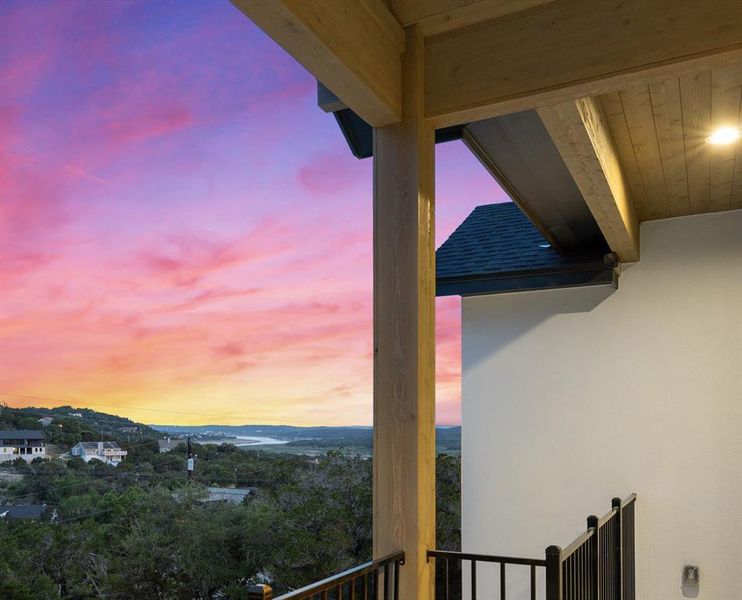 Lake View Dusk Covered Balcony