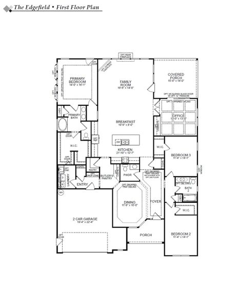 2D floor plan layout for the Edgefield by Eastwood Homes in Rock Creek, Denver, NC (Image 5).