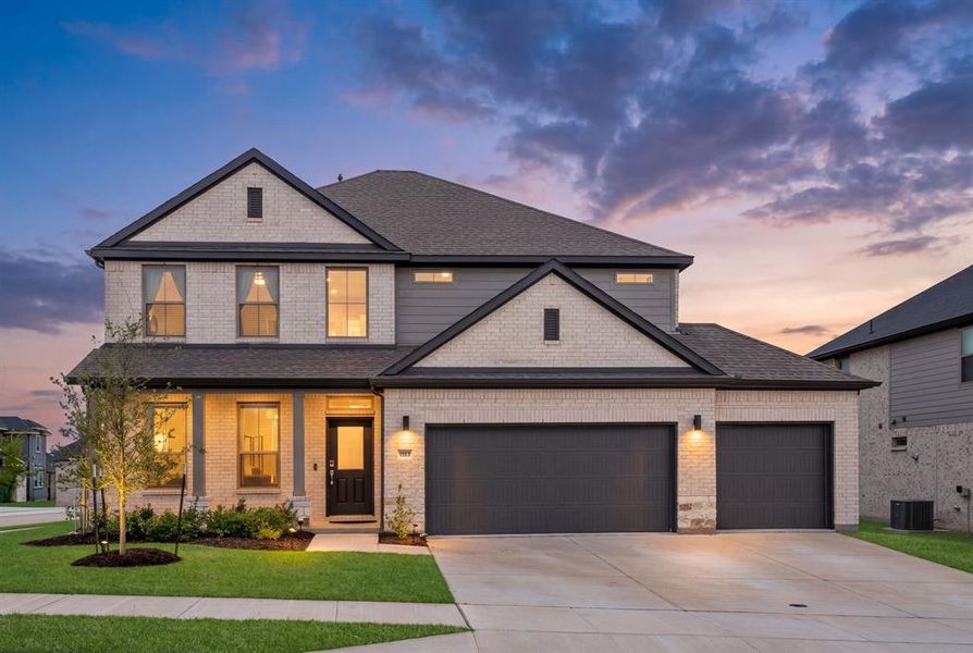 Front exterior of a new home in Elevon, Lavon, TX, highlighting curb appeal (Image 23).