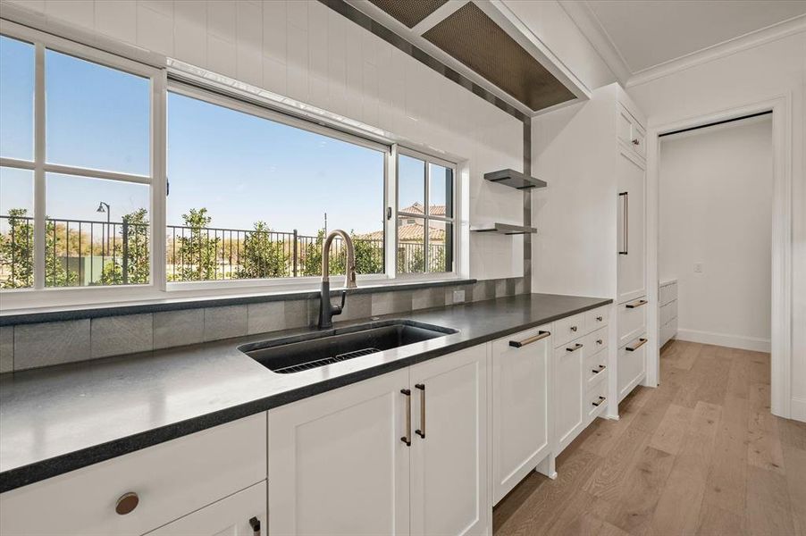 Kitchen with large window Kitchen with large window