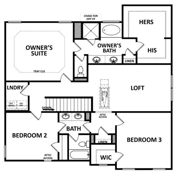 2D floor plan layout for the (GA)The Hunter | Front Entry by Reliant Homes in Fairview Chase, Covington, GA (Image 6). 2D floor plan layout for the (GA)The Hunter | Front Entry by Reliant Homes in Fairview Chase, Covington, GA (Image 6).
