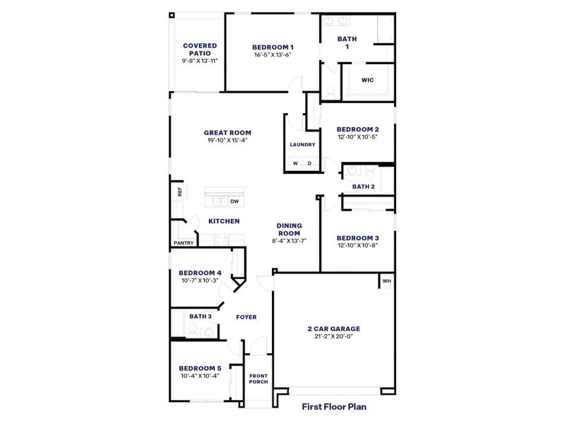 2D floor plan layout for the Lakeway by D.R. Horton in Heartland Ranch, Coolidge, AZ (Image 5).