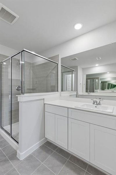 Primary Bathroom in the Harrison home plan by Trophy Signature Homes – REPRESENTATIVE PHOTO