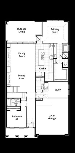 2D floor plan layout of this home in Parkside On The River, Georgetown, TX (Image 4).