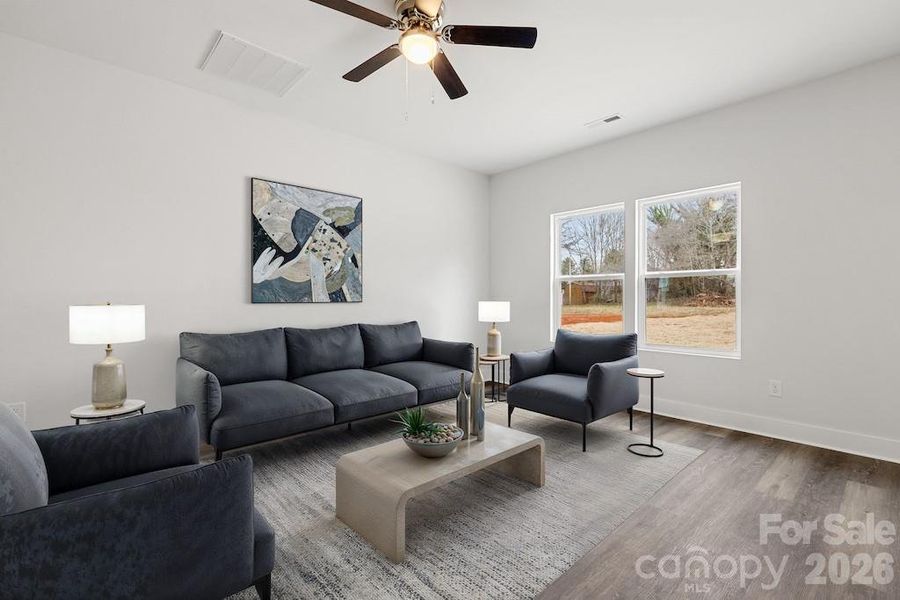 virtually staged living area