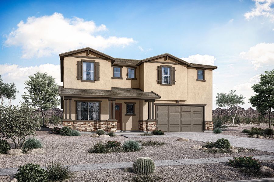 Representative exterior photo of a completed home built from the Revere by Mattamy Homes in Empire Pointe, Queen Creek, AZ (Image 2). Representative exterior photo of a completed home built from the Revere by Mattamy Homes in Empire Pointe, Queen Creek, AZ (Image 2).
