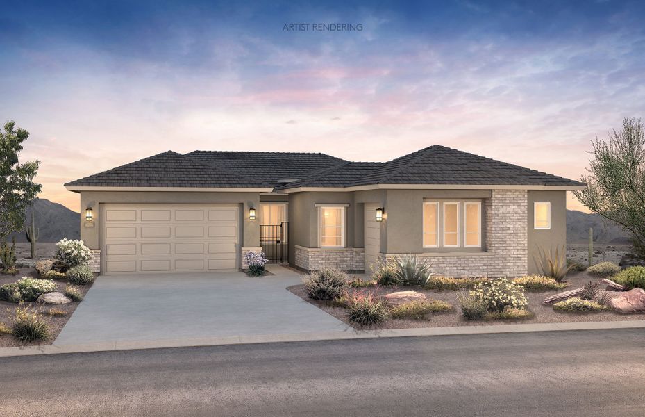 Representative exterior photo of a completed home built from the Catalina by Pulte Homes in Harvest - Enchantment Series, Queen Creek, AZ (Image 19).