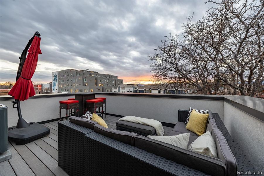 Rooftop deck with mountains views Rooftop deck with mountains views