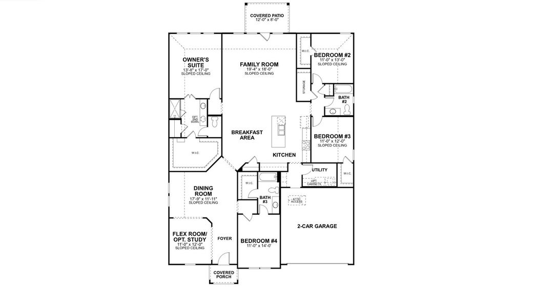 2D floor plan layout for the Angelina Dc by M/I Homes in Berryknoll, Montgomery, TX (Image 3).