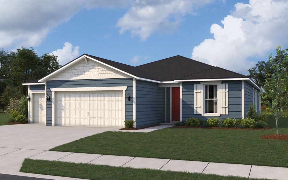 Representative exterior photo of a completed home built from the Mystique Select by Pulte Homes in Terrapin Creek, Jacksonville, FL (Image 2). Representative exterior photo of a completed home built from the Mystique Select by Pulte Homes in Terrapin Creek, Jacksonville, FL (Image 2).