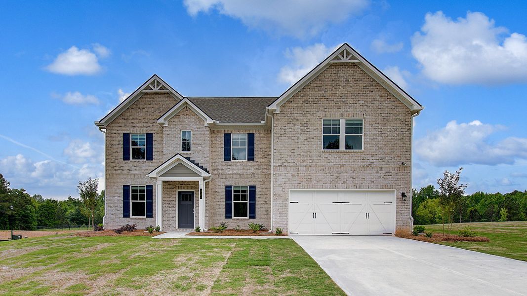 Representative exterior photo of a completed home built from the McKinley II by DRB Homes in Copperfield, Locust Grove, GA (Image 20).