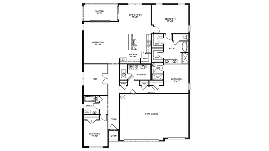 2D floor plan layout of this home in Hawthorne Ranch, Lakeland, FL (Image 3).