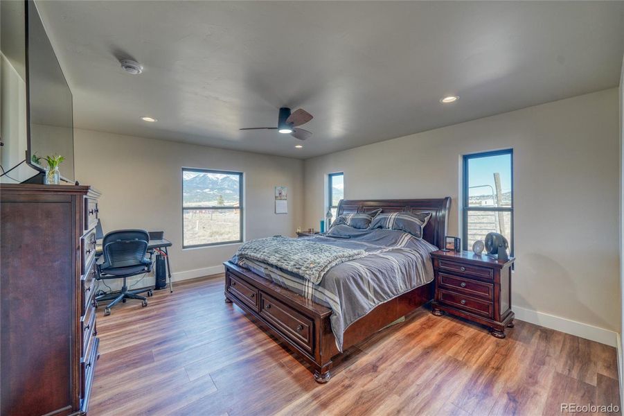 Primary bedroom off living room