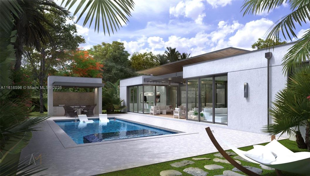 Front exterior of a new home in , Pinecrest, FL, highlighting curb appeal (Image 2).