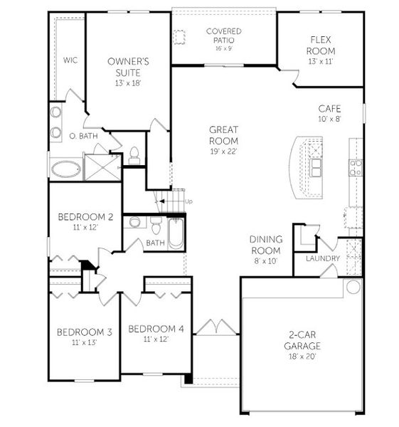 2D floor plan layout for the Fleming II w/ Bonus - Single Family Homes by Dream Finders Homes in Pirates Bluff, Yulee, FL (Image 5).