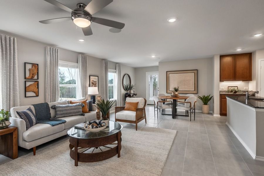 Representative furnished interior of a home built from the 1605 Modeled by KB Home in Watermill-Heritage Collection, Uhland (Image 6).