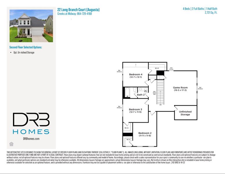 2D floor plan layout of this home in Creeks at Midway, Anderson, SC (Image 6).