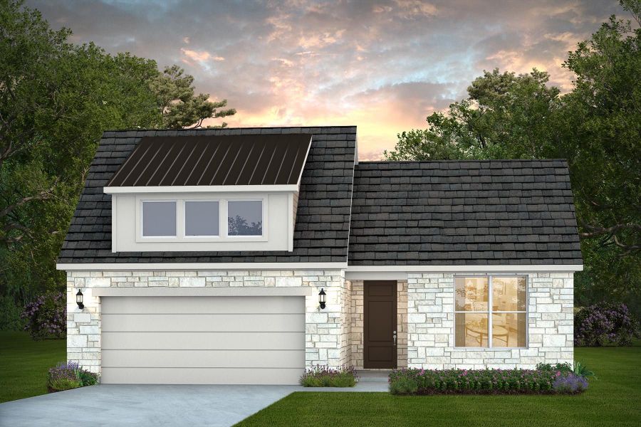 Representative exterior photo of a completed home built from the Mystique by Del Webb in Sun City Texas, Georgetown, TX (Image 1). Representative exterior photo of a completed home built from the Mystique by Del Webb in Sun City Texas, Georgetown, TX (Image 1).