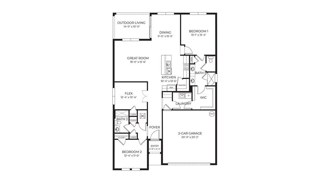 2D floor plan layout for the BRISTOL by D.R. Horton in Lakes of Mount Dora, Mount Dora, FL (Image 3). 2D floor plan layout for the BRISTOL by D.R. Horton in Lakes of Mount Dora, Mount Dora, FL (Image 3).