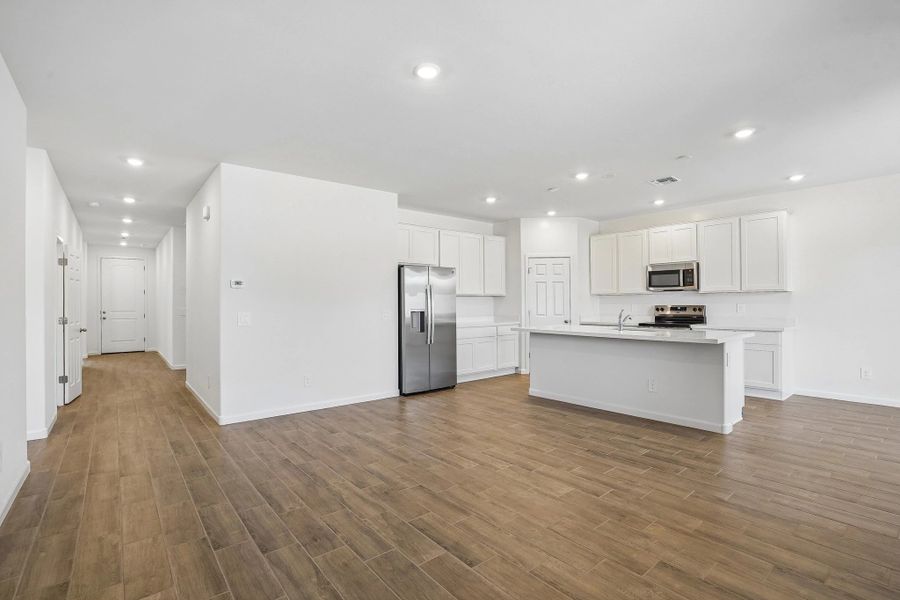 Great room and kitchen Great room and kitchen