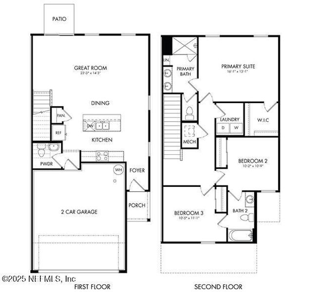 2D floor plan layout of this home in Cypress Meadows - The Villas, Jacksonville, FL (Image 2). 2D floor plan layout of this home in Cypress Meadows - The Villas, Jacksonville, FL (Image 2).