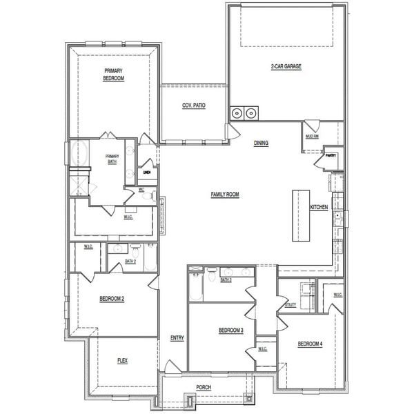 2D floor plan layout for the The Meridian - Rear Entry by Lillian Custom Homes in Dominion Park, Waxahachie, TX (Image 3).