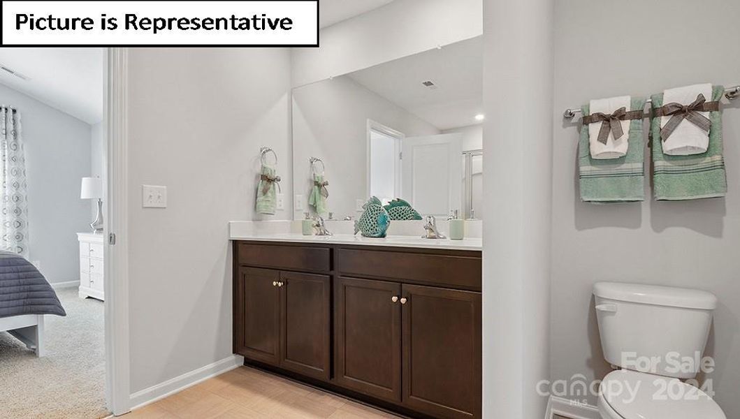 Primary bathroom with double vanities