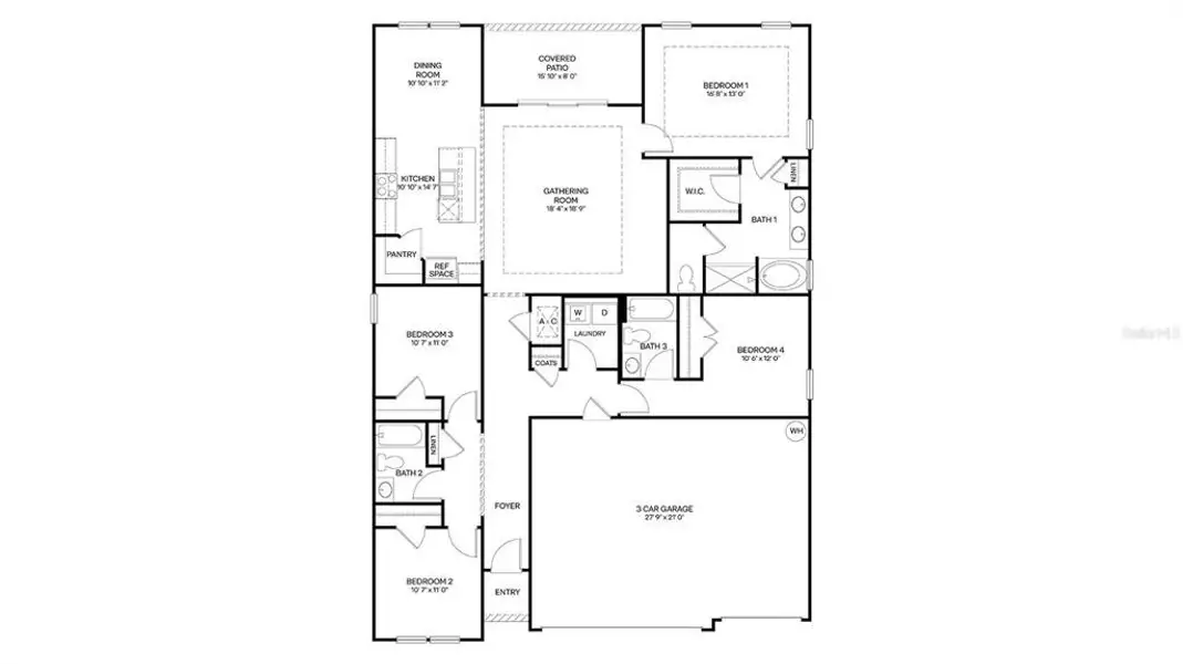 2D floor plan layout of this home in Sawmill Branch, Palm Coast, FL (Image 3).