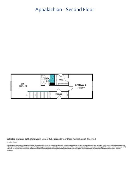 2D floor plan layout of this home in Blair Place, Monroe, NC (Image 3).