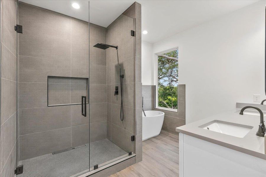 Glass Shower Door Virtually added  - Builder will be installing this style or something similar.