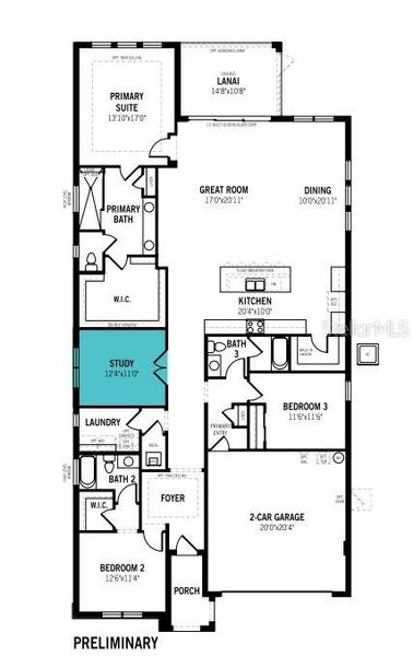 2D floor plan layout of this home in Pasadena Ridge Master, Dade City, FL (Image 3). 2D floor plan layout of this home in Pasadena Ridge Master, Dade City, FL (Image 3).