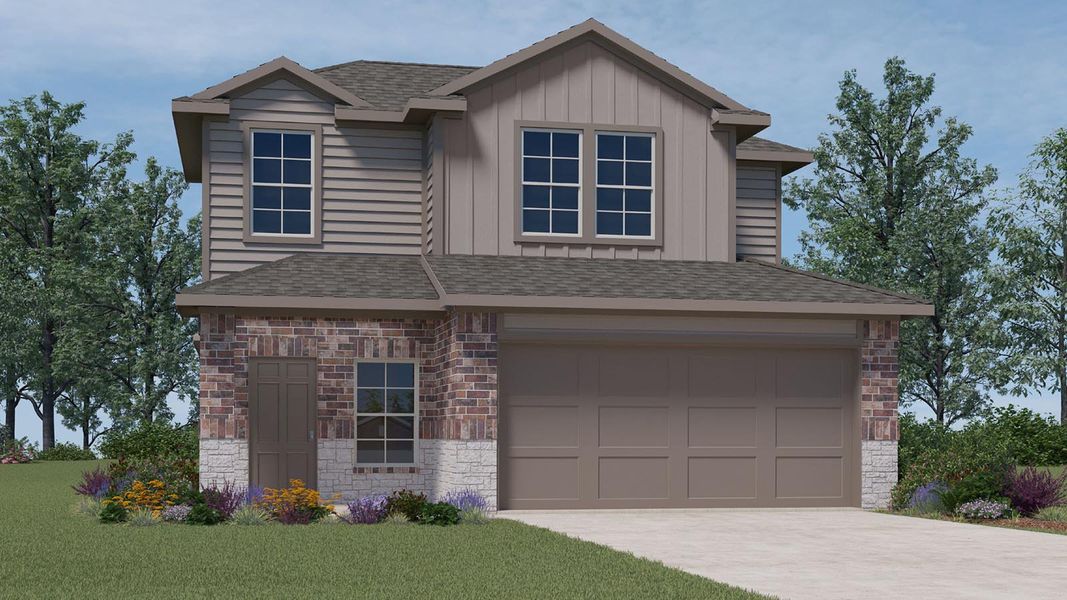 Representative exterior photo of a completed home built from the FLORENCE by D.R. Horton in Lakes at Westland Ranch, League City, TX (Image 2).