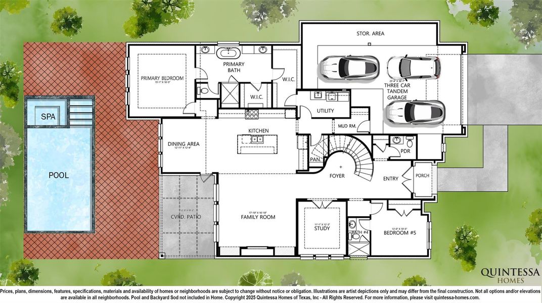 Artist Rendering of 1st Floor on Site Plan. Pool and Backyard Sod Not Included In Home. Artist Rendering of 1st Floor on Site Plan. Pool and Backyard Sod Not Included In Home.