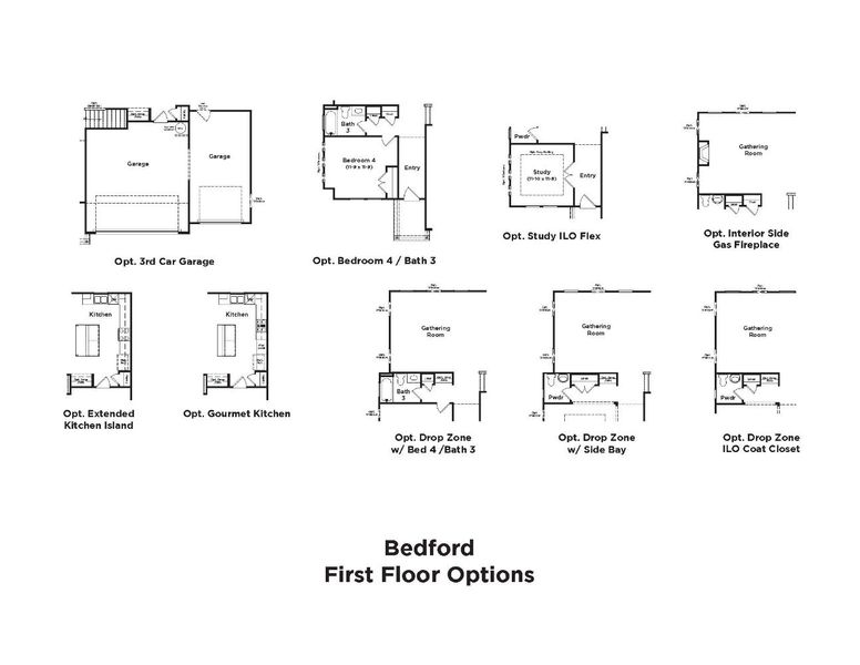 2D floor plan layout for the Bedford by DRB Homes in Riley Farms, Rockvale, TN (Image 7).