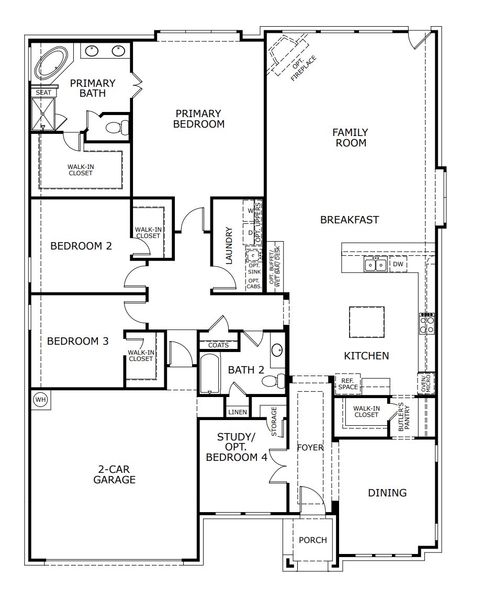 2D floor plan layout for the Concept 2533 by Landsea Homes in Mockingbird Hills, Joshua, TX (Image 4).