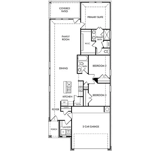 2D floor plan layout of this home in Riviera Pines - Traditional Series, Huffman, TX (Image 2).