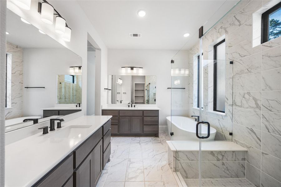 Luxurious primary bathroom.