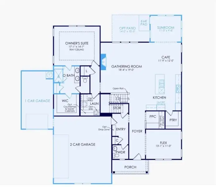 2D floor plan layout of this home in Creekside at Skelton, Hoschton, GA (Image 3).