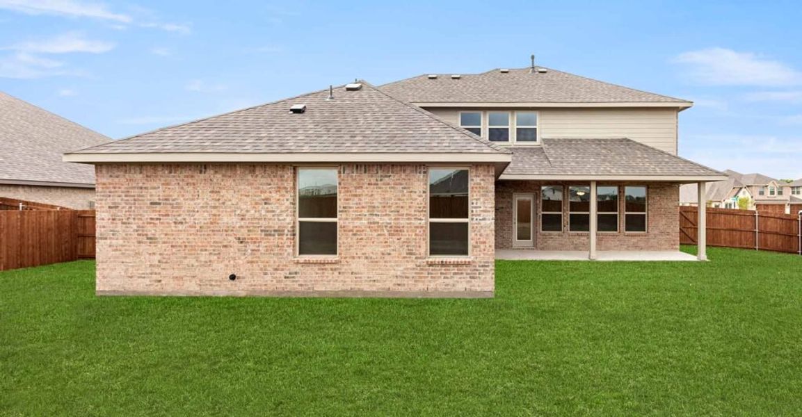 Representative exterior photo of a completed home built from the Thornbury by Impression Homes in Still Water Lake, Godley, TX (Image 25). Representative exterior photo of a completed home built from the Thornbury by Impression Homes in Still Water Lake, Godley, TX (Image 25).