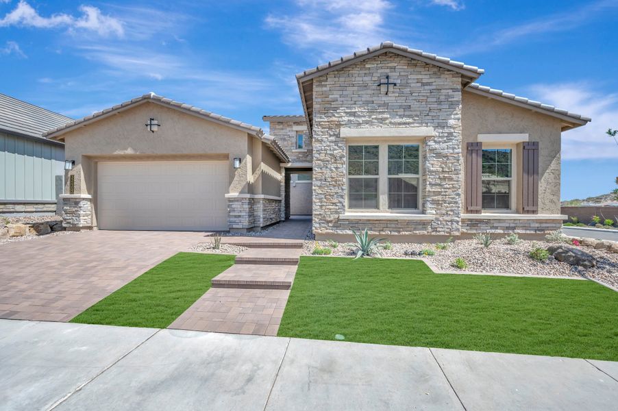 Front exterior of a new home in Meridian at Northpointe at Vistancia, Peoria, AZ, highlighting curb appeal (Image 2).