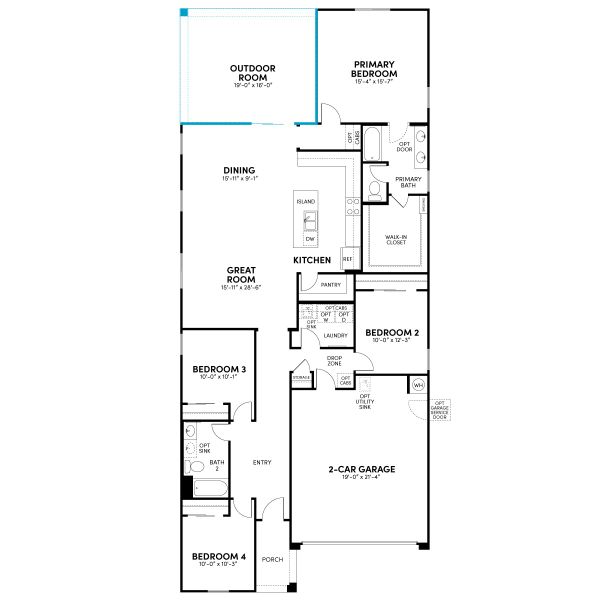 Floor 1: Outdoor Room Extension Option